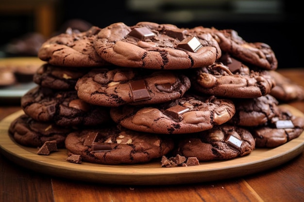 Una serie de galletas de chocolate dobles