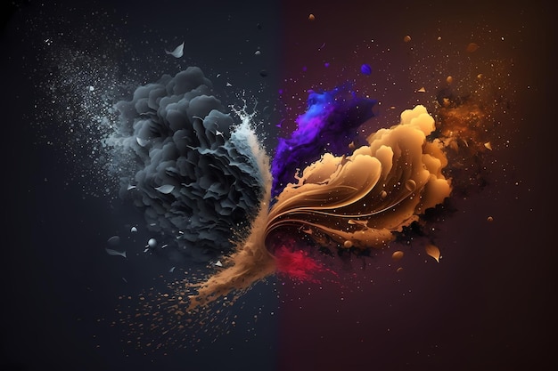 Una serie de humo y fuego de diferentes colores en diferentes colores.