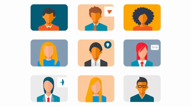 una serie de iconos que incluyen personas y un hombre con diferentes colores