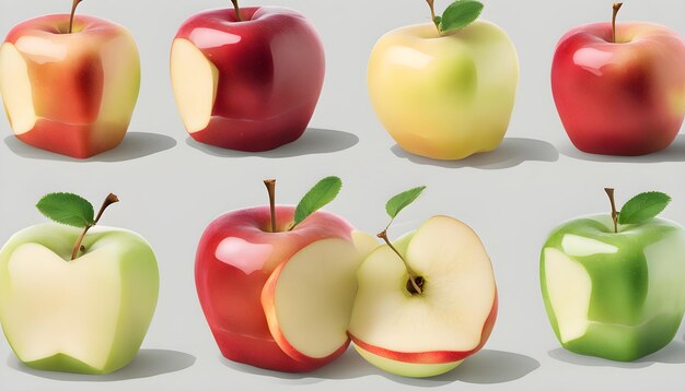 una serie de imágenes de manzanas con diferentes colores