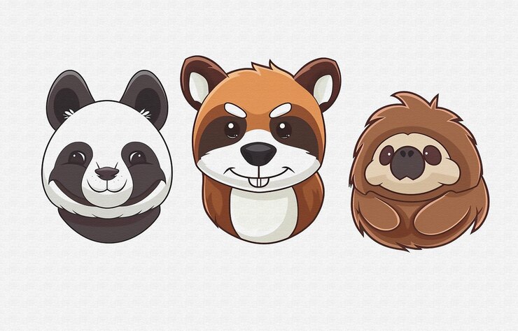 Foto una serie de imágenes de pandas y pandas