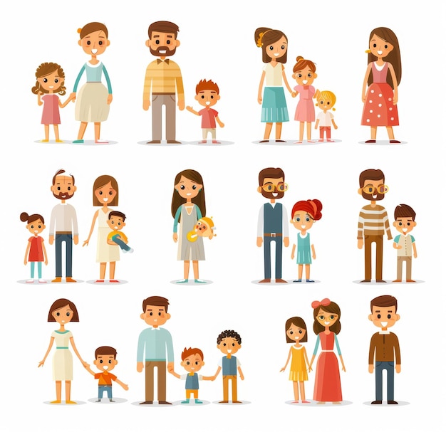 una serie de imágenes de personas con un niño y un niño