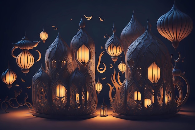 Una serie de lámparas con luces en ellos