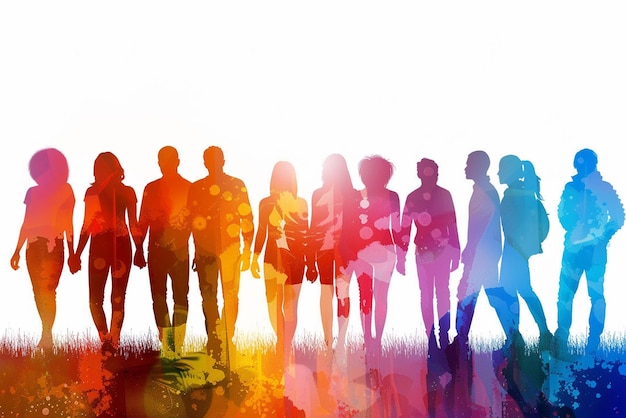 una serie de personas con diferentes colores y sus caras