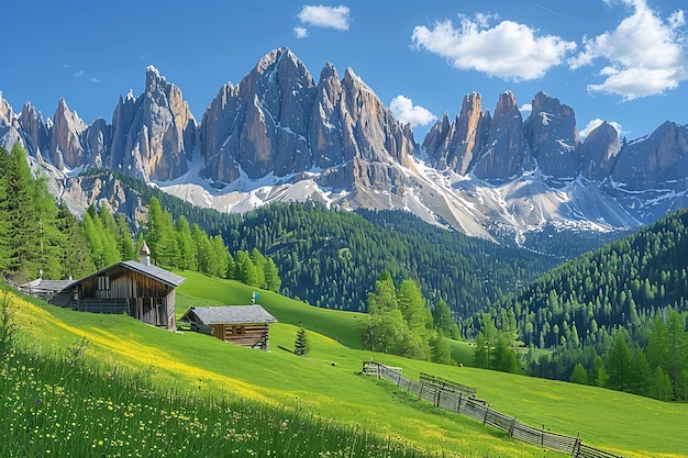 Foto una serie de picos escarpados en el grupo geisler ubicado en las dolomitas de italia