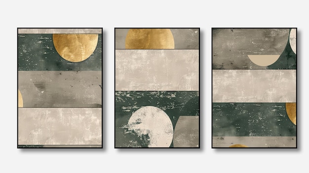 una serie de pinturas enmarcadas con una luna y la luna