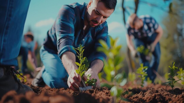 Foto serie de plantación de empleados