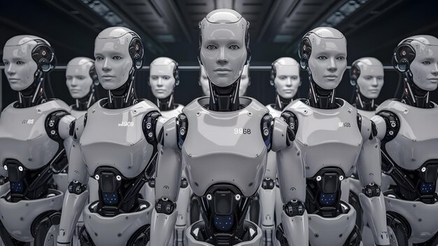 una serie de robots con una de las otras manos