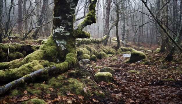 Foto una serie de tomas que muestran la transición del invierno a la primavera en un bosque