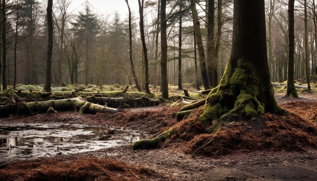 Foto una serie de tomas que muestran la transición del invierno a la primavera en un bosque