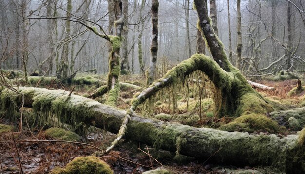 Foto una serie de tomas que muestran la transición del invierno a la primavera en un bosque