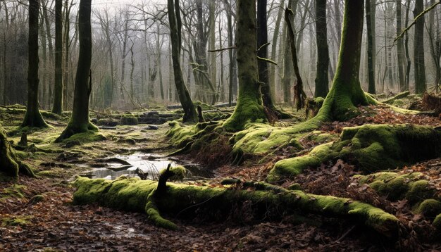 Una serie de tomas que muestran la transición del invierno a la primavera en un bosque