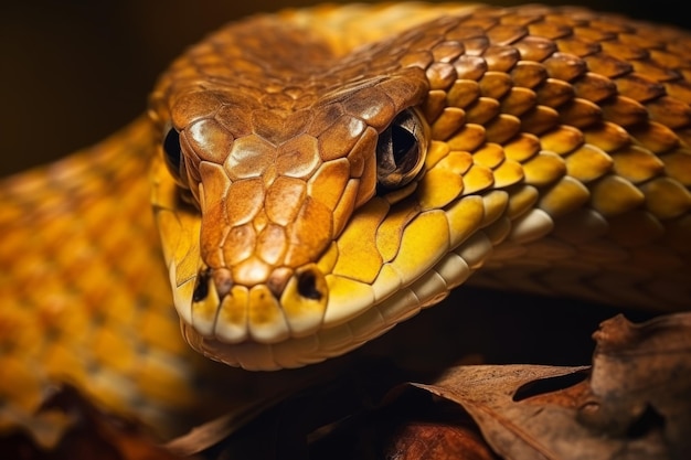 Serpente colorida, pitão, cobra, víbora, floresta escondida, à espera de presa, floresta tropical, selva, natureza intocada.
