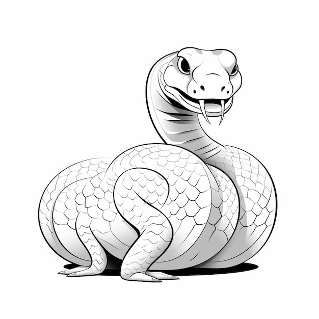 Foto serpente de touro bonito desenhado à mão livro de colorir plano kawaii arte de linha