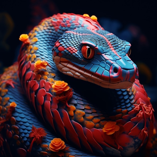 Serpente hipnotizante com uma pele com padrões vibrantes