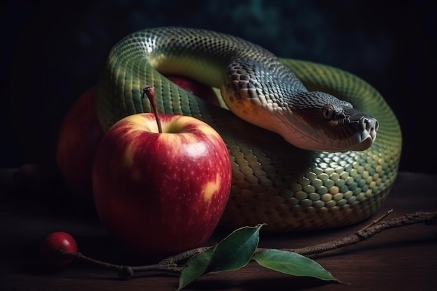 Serpente sedutora fruto de maçã pecado Gerar ai