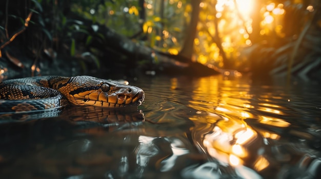 Serpentes perseguem suas presas na floresta Imagem gerada por IA