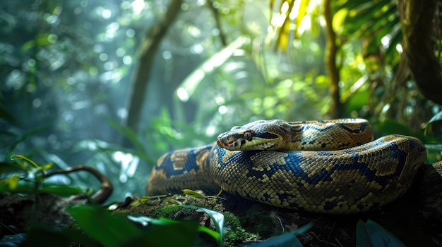 Serpentes perseguem suas presas na floresta Imagem gerada por IA