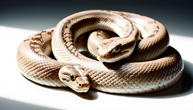 una serpiente acostada en su lado con un fondo blanco