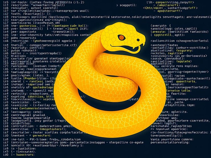 Foto una serpiente amarilla está en un fondo negro con las palabras serpientes en él