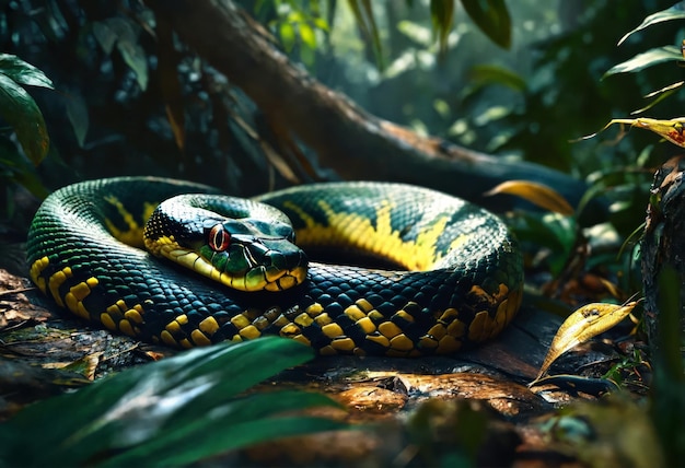 Foto serpiente anaconda en la selva amazónica