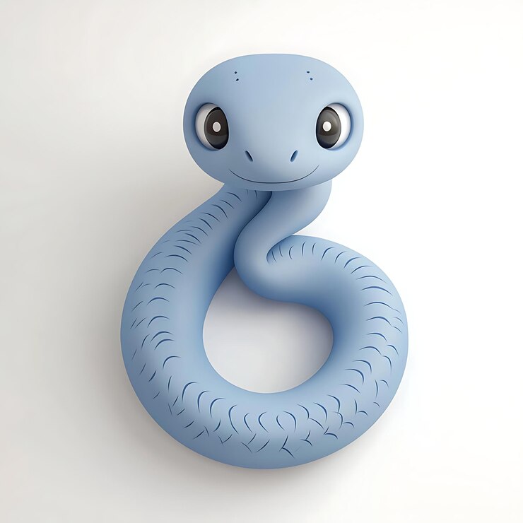 Foto una serpiente azul con una larga cola está sentada en un fondo blanco