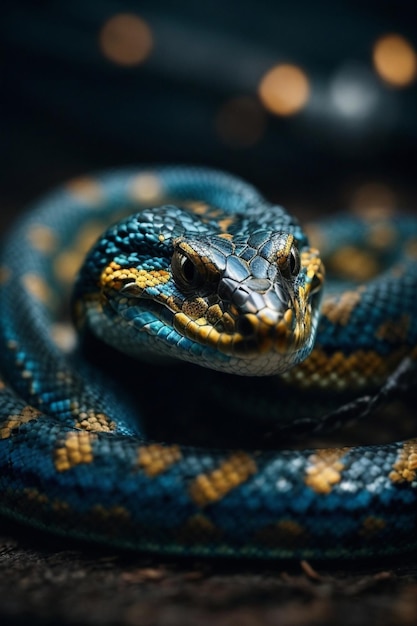 una serpiente azul