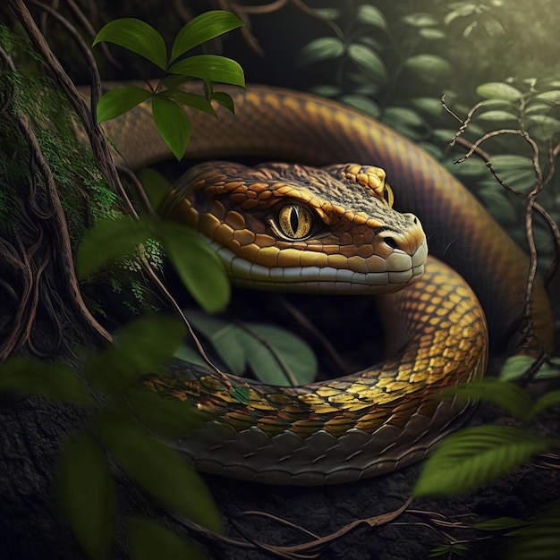 Una serpiente en el bosque