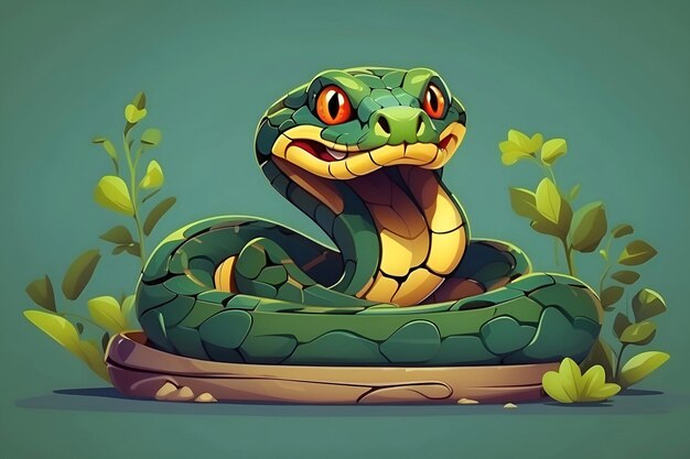 Serpiente de dibujos animados con expresión