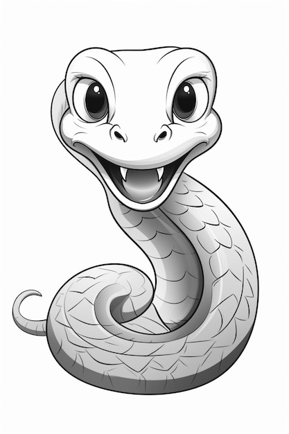 serpiente de dibujos animados con ojos grandes y una sonrisa en su rostro ai generativo