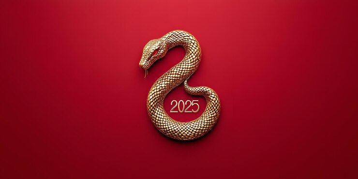 una serpiente dorada está en un fondo rojo con el año 2012