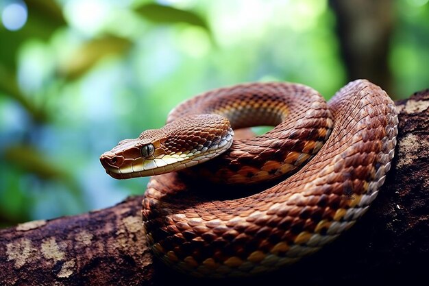 serpiente enrollada alrededor de la rama de un árbol mostrando IA generada