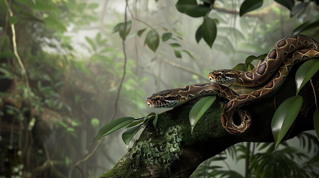 Foto una serpiente envuelta en una podredumbre en la selva tropical