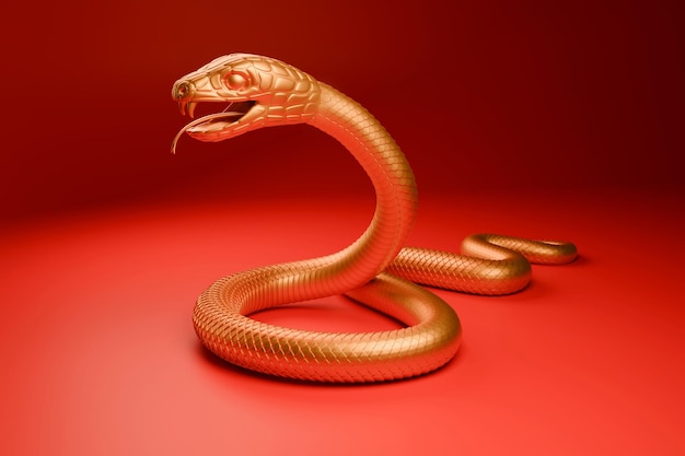 La serpiente es un símbolo del Año Nuevo Chino 2025 Ilustración 3D de la Serpiente de Oro