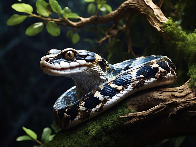 Serpiente de fitón de pelota en primer plano cabeza serpiente de fitón de pelota en primer plano en madera