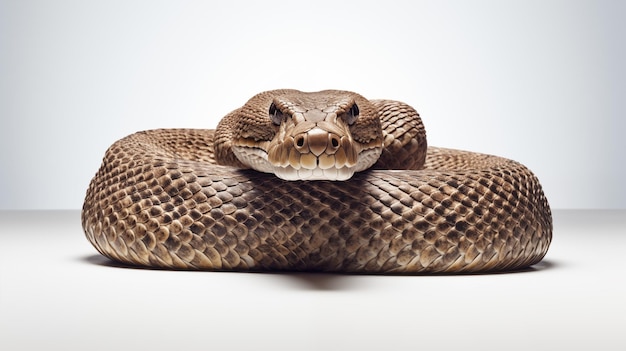 Una serpiente en fondo blanco son reptiles carnívoros alargados sin extremidades