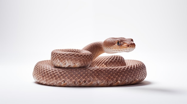 Foto una serpiente en fondo blanco son reptiles carnívoros alargados sin extremidades