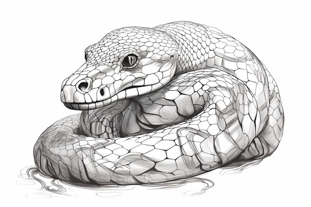 Una serpiente con un fondo blanco.