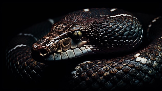 Una serpiente con un fondo oscuro