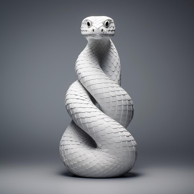 Una serpiente hecha de plástico con una serpiente envuelta a su alrededor