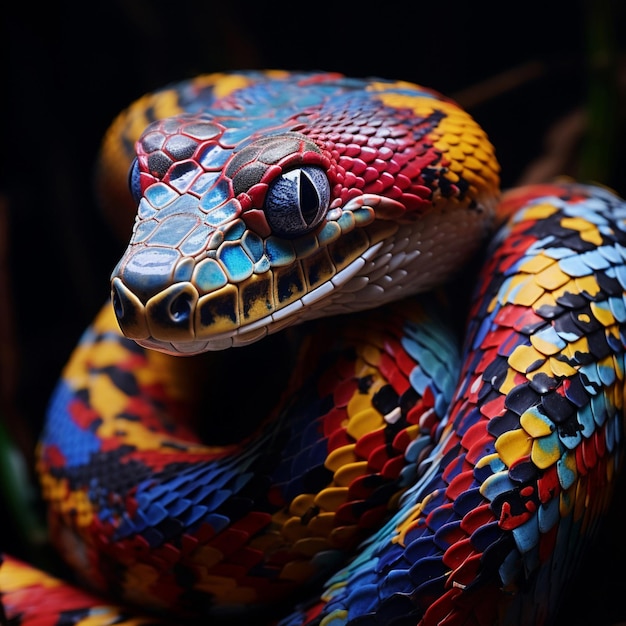 Serpiente hipnotizante con una piel de patrón vibrante