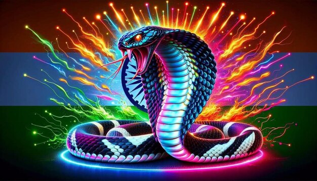 Foto una serpiente con una luz brillante en el fondo