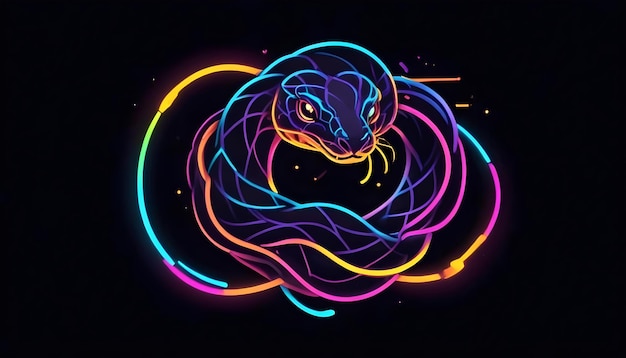una serpiente con una luz colorida en la cabeza