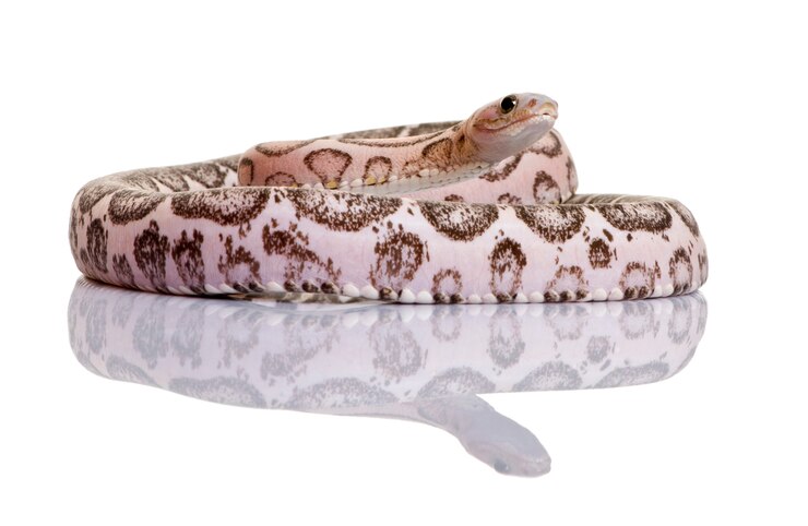 Foto serpiente de maíz sin escamas o serpiente de rata roja, pantherophis guttatus,
