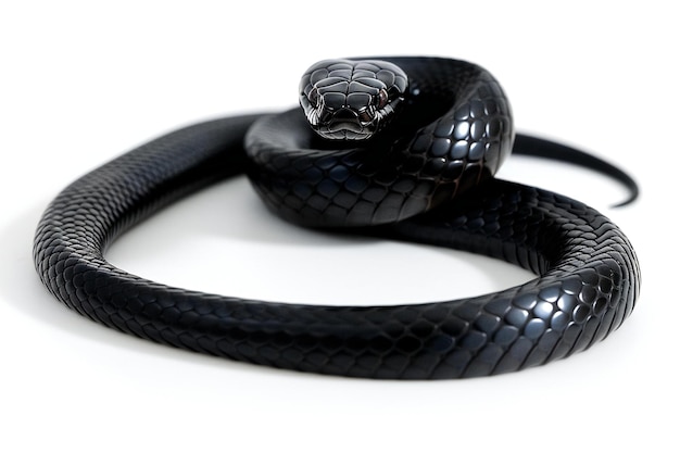 Serpiente negra aislada en la ruta de recorte de fondo blanco incluida en el archivo