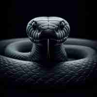 Foto una serpiente negra con una cabeza negra y una cola negra
