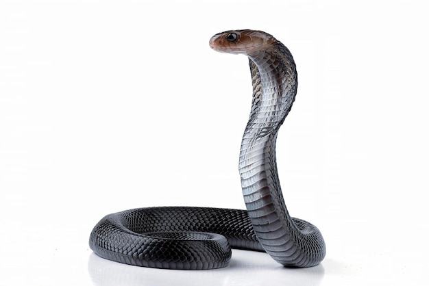 Una serpiente negra con un fondo blanco.