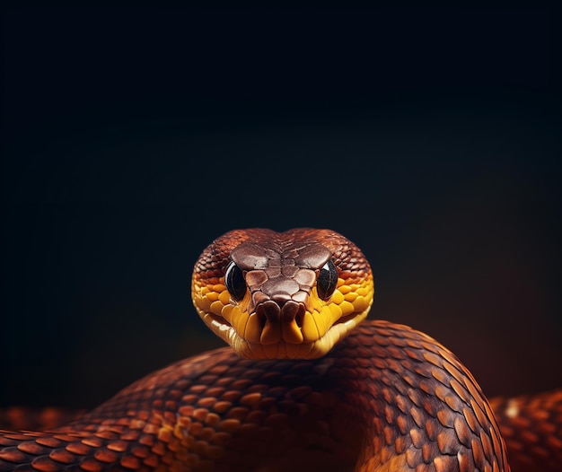 Serpiente en primer plano sobre un fondo negro