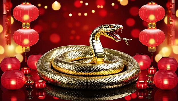 Una serpiente con una serpiente de oro en la cabeza