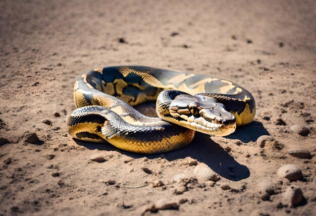 Foto una serpiente tendida en el suelo con una serpente en ella